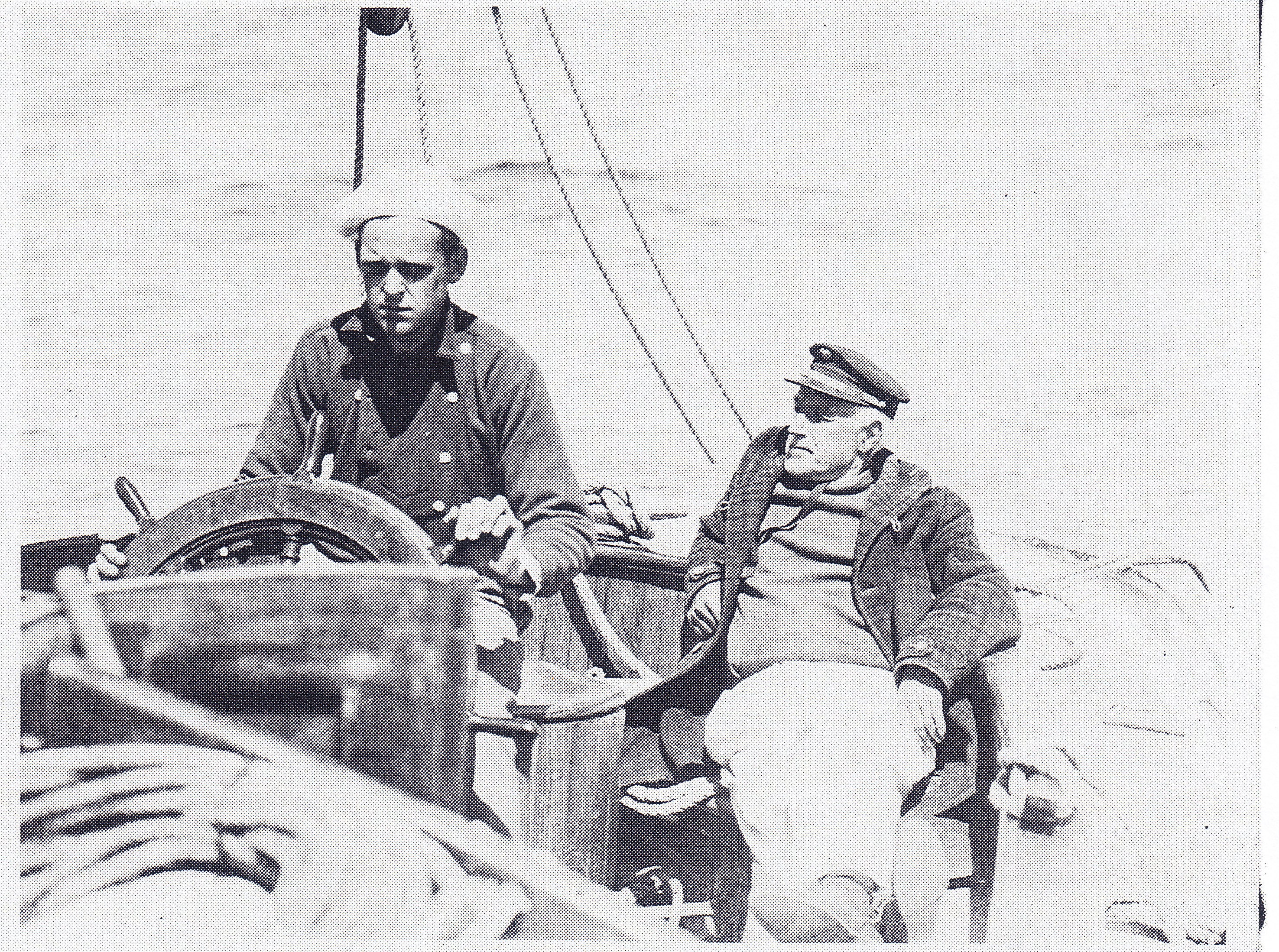 Captain Charles E. Miller at the helm of Yankee