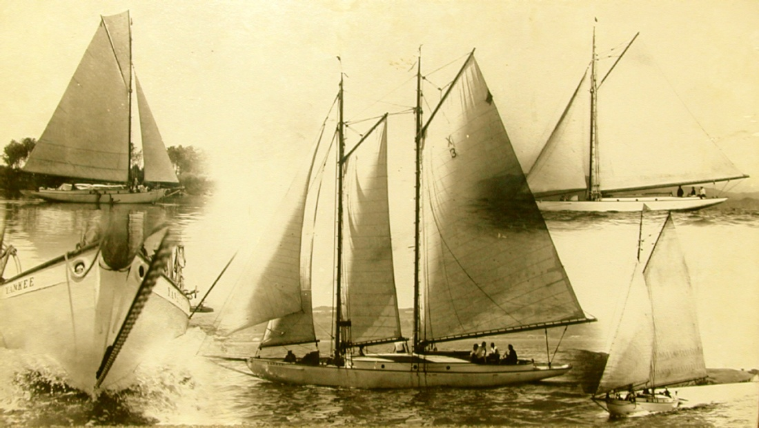 Yachts racing on San Francisco Bay in the early 1900s