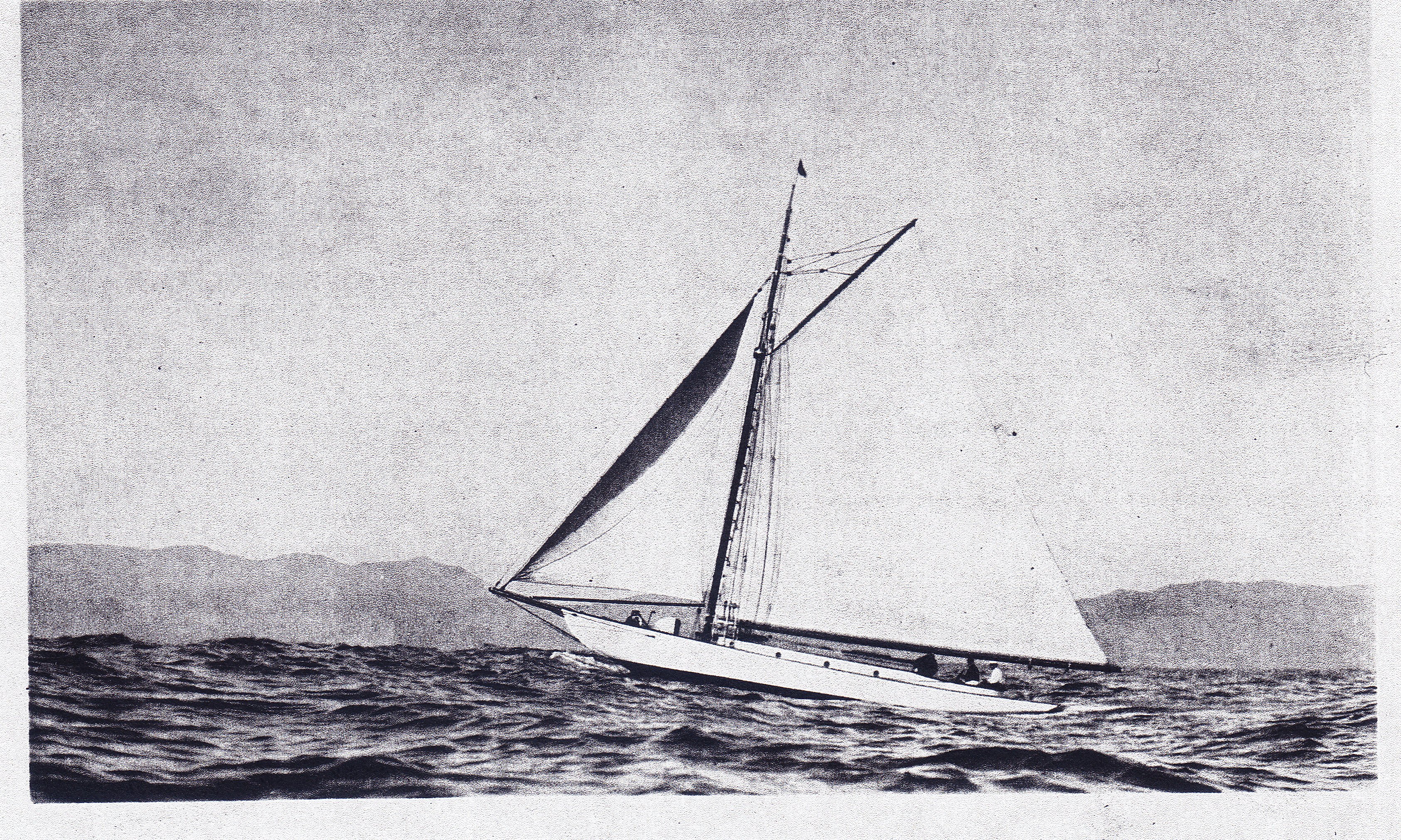 Yankee in her original gaff sloop rig