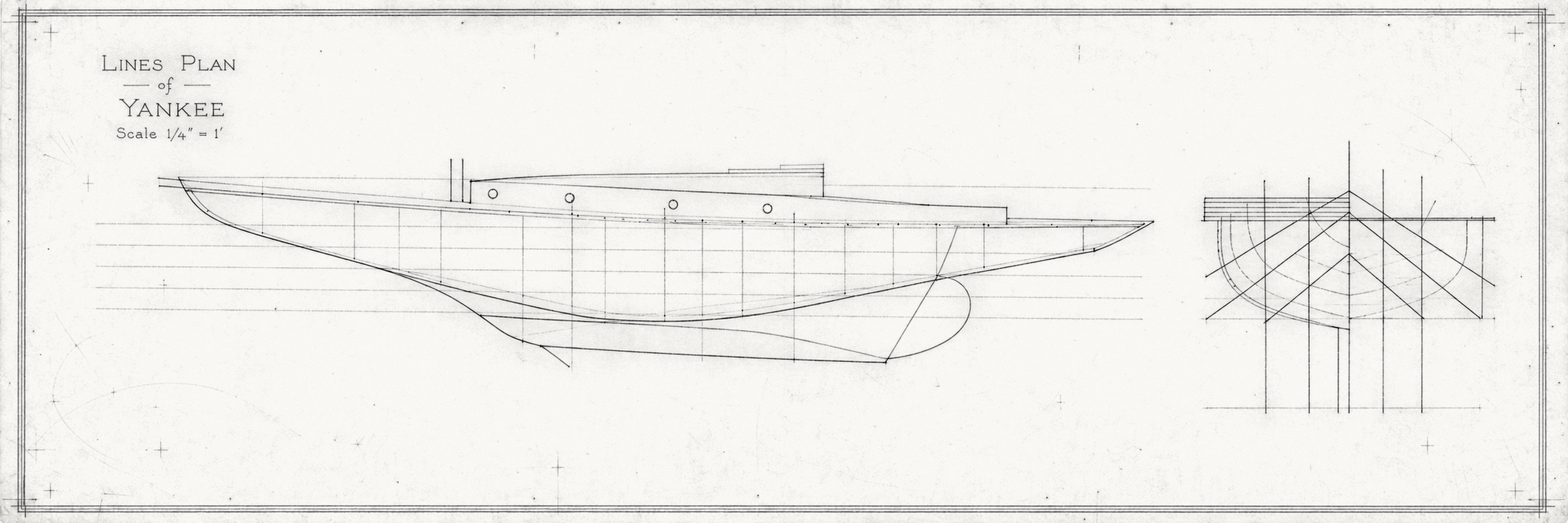 Lines plan of Yankee: her hull shape in profile and sections